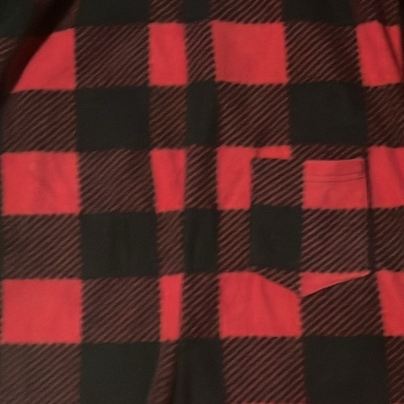 Fleece Hooded Onesie kids plaid, size 10/12 boys girls unisex pj - Picture 7 of 9